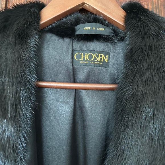 Chosen Couture leather full length coat with fur trim - Picture 3 of 8
